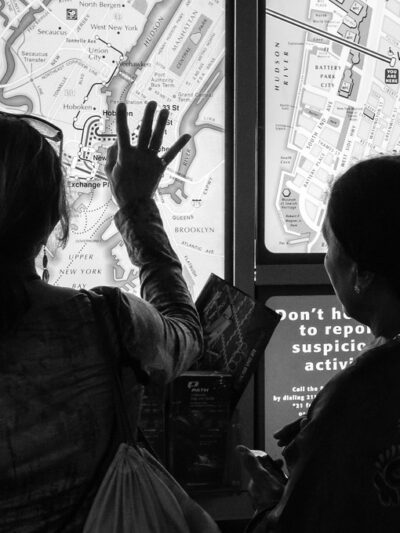 women looking at map