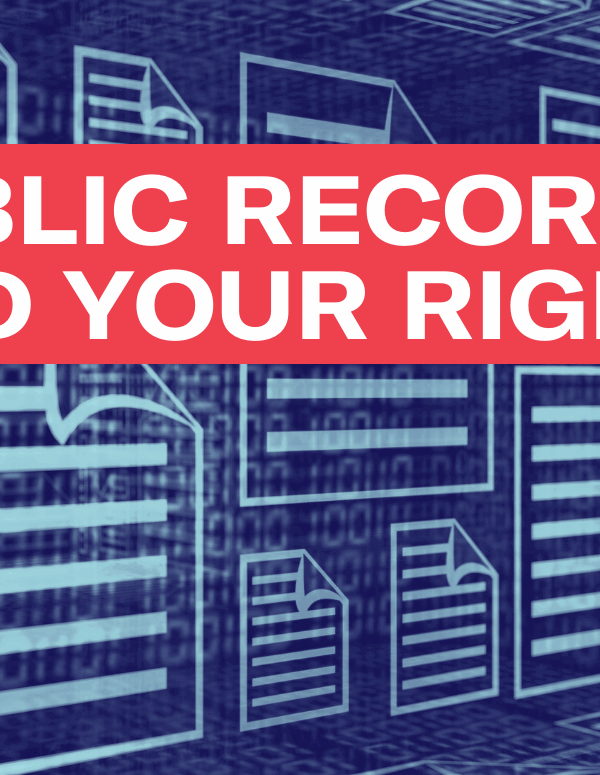 Graphic reads "Public Records and Your Rights" and features icons for digital documents