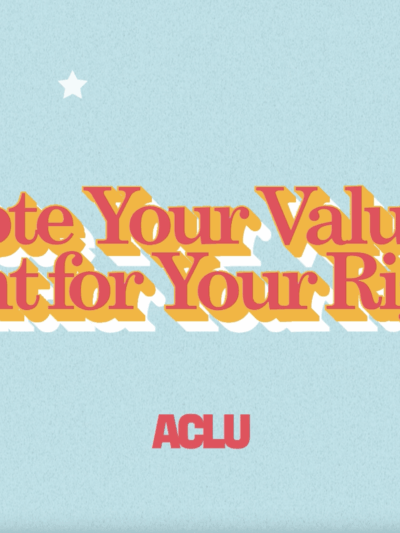 a photo that says "vote your values, fight for your rights."