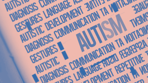 Word cloud of words that describe autism with the word autism in the middle