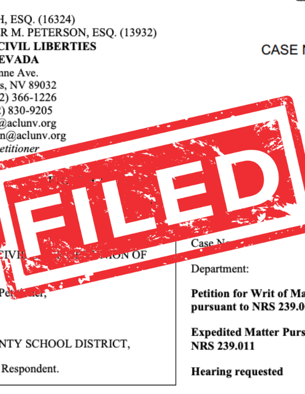 Stamped copy of case filing with red stamp that says filed.