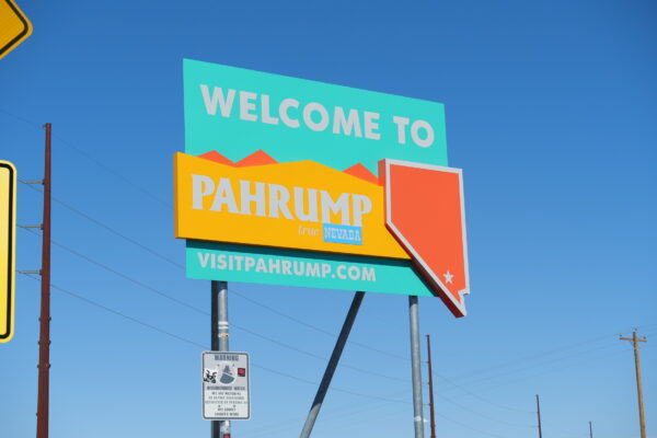 "Welcome to Pahrump" sign