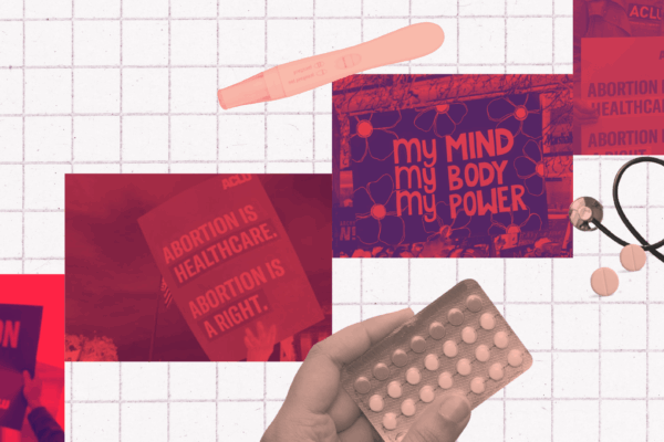 Protest signs for abortion rights.