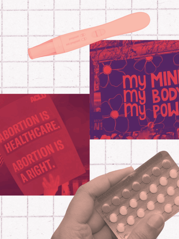Protest signs for abortion rights.