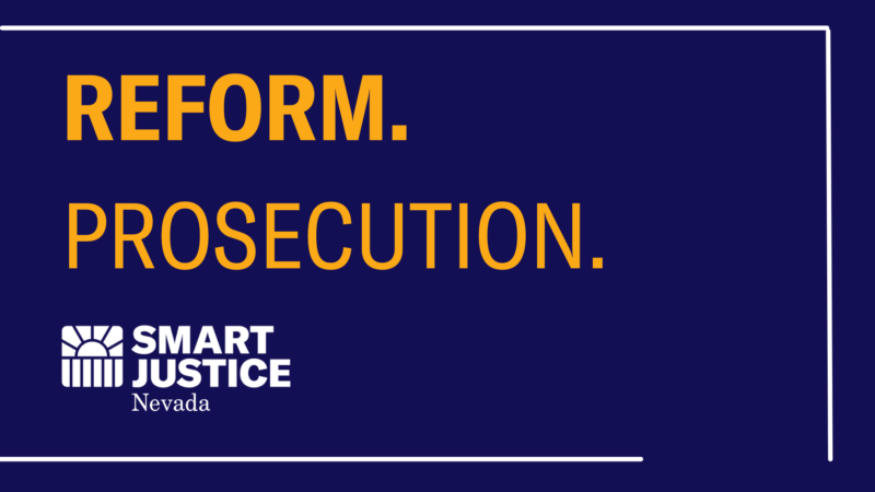 ACLU navy background. Yellow text reads "Reform. Prosecution."