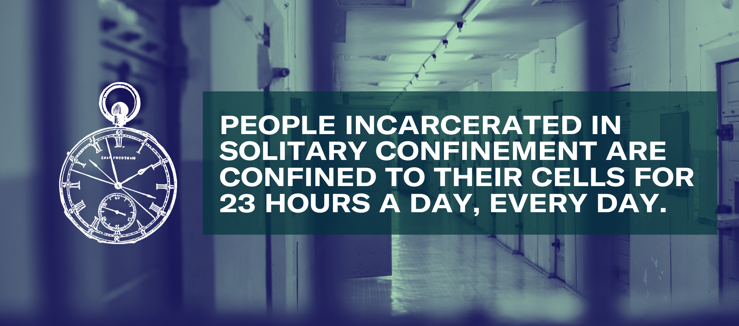 PEOPLE INCARCERATED IN SOLITARY CONFINEMENT ARE CONFINED TO THEIR CELLS FOR 23 HOURS A DAY, EVERY DAY.