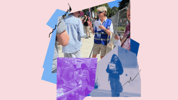 collage of volunteers in action