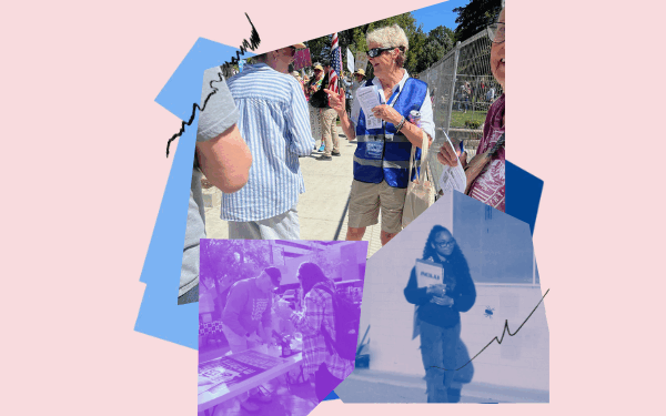 collage of volunteers in action