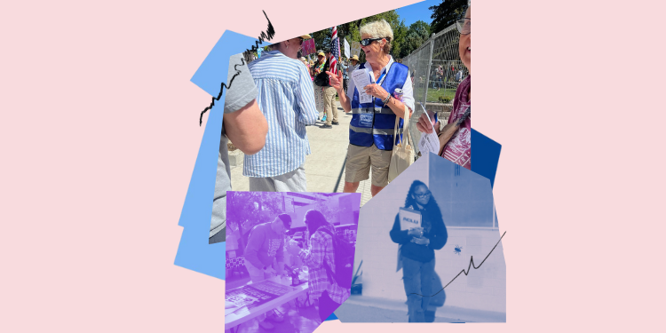 collage of volunteers in action