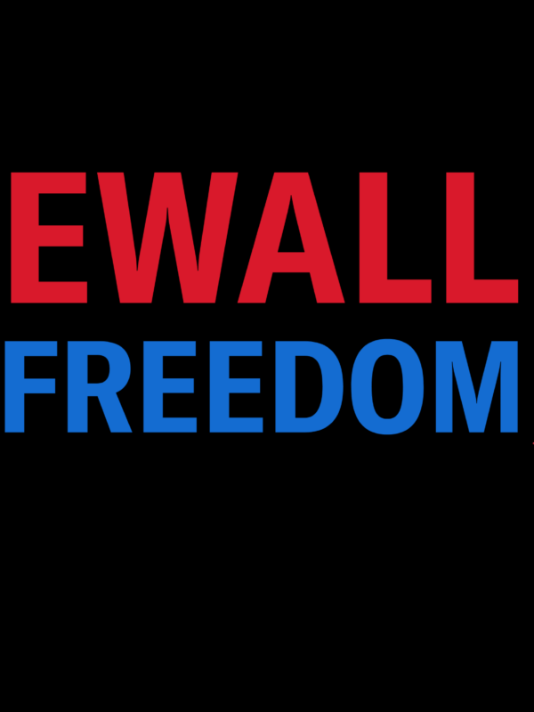 Graphic with the words ‘FIREWALL FOR FREEDOM’ in bold red, white, and blue letters on a black background. The red-tinted Statue of Liberty appears on the right side, symbolizing the defense of civil liberties and constitutional rights.