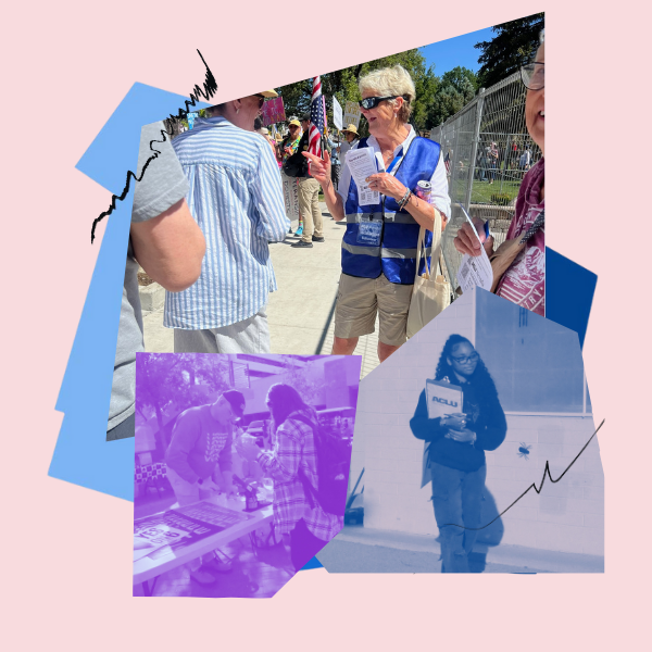 collage of volunteers in action
