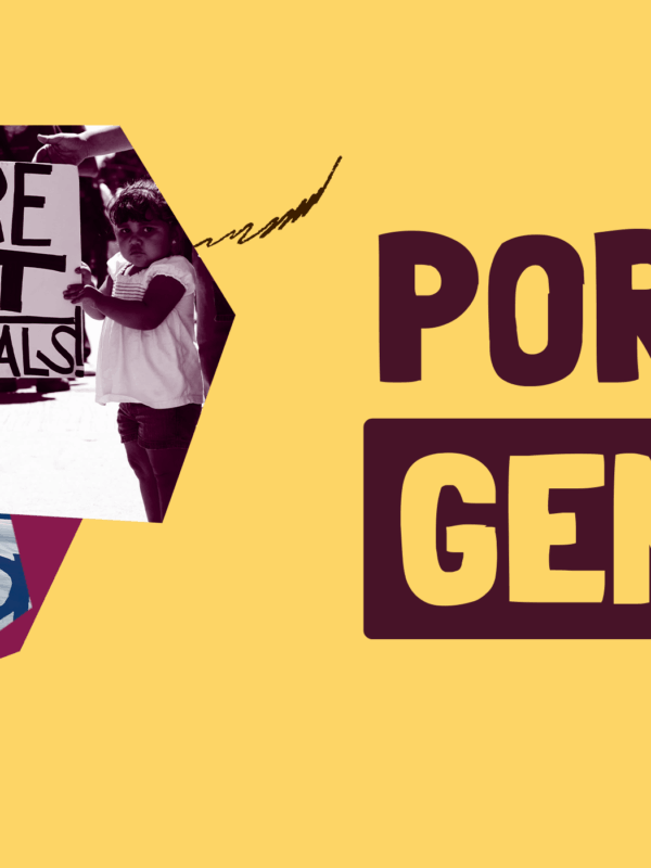 images of immigrants' rights activists next to the words "Por la Gente"