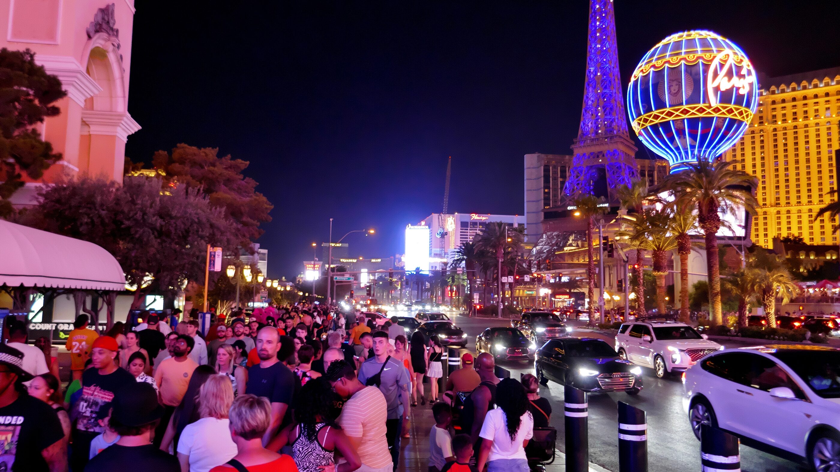 Crowd of people on Las Vegas Strip