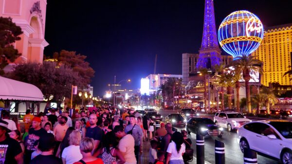 Crowd of people on Las Vegas Strip