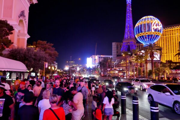 Crowd of people on Las Vegas Strip