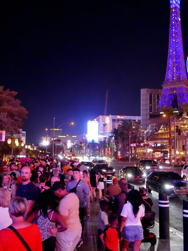 Crowd of people on Las Vegas Strip