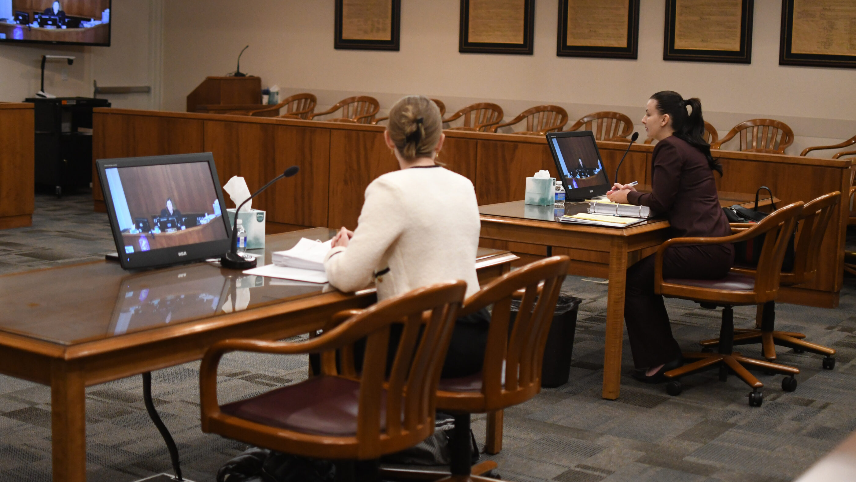 Senior Staff Attorney Sadmira Ramic arguing in court hearing.