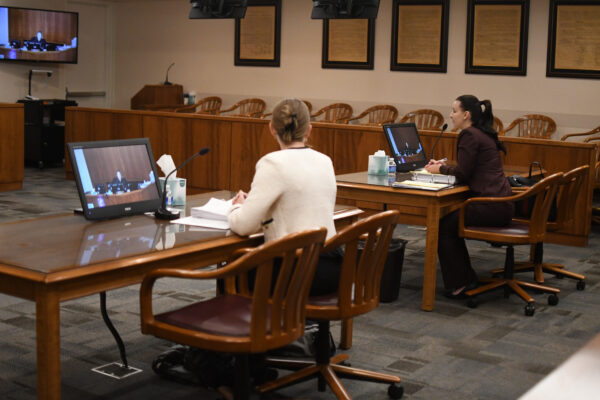 Senior Staff Attorney Sadmira Ramic arguing in court hearing.