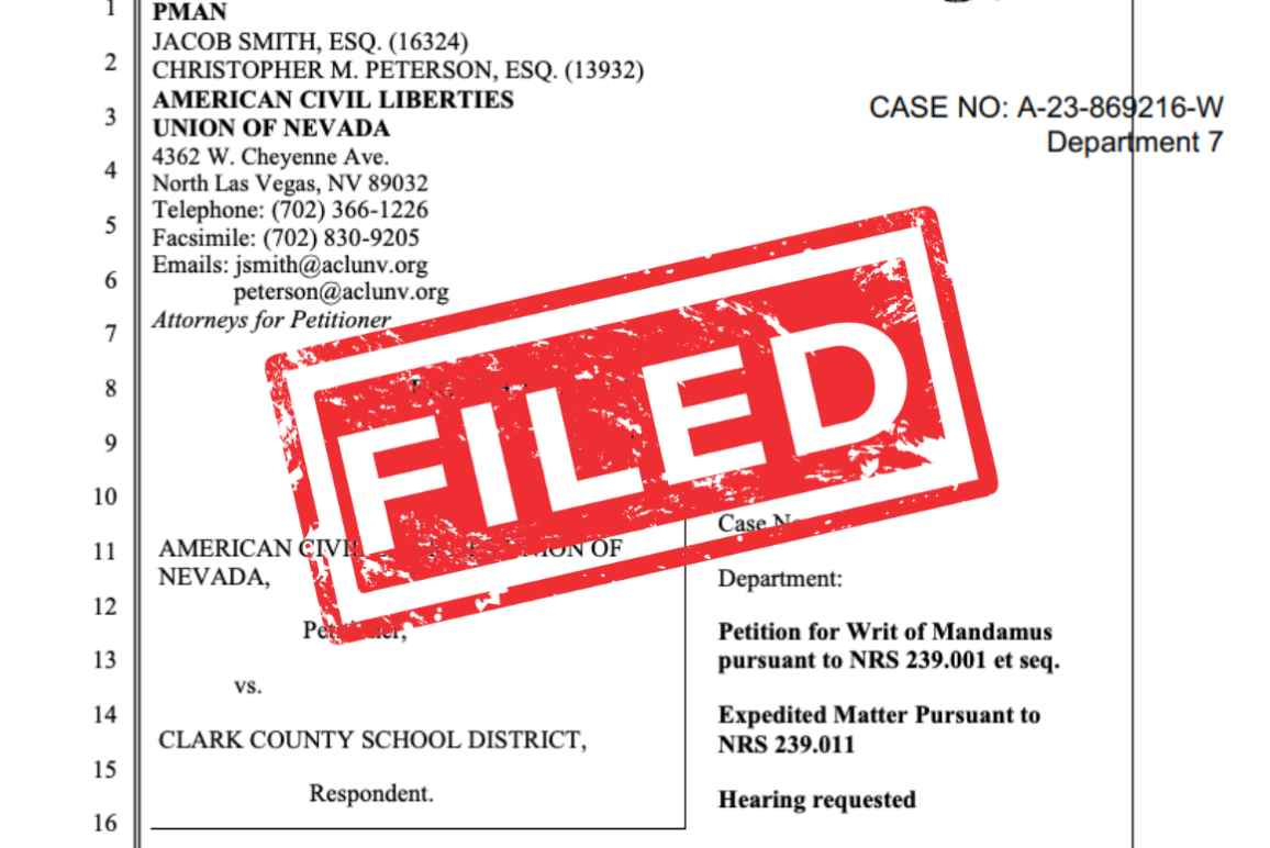 Stamped copy of case filing with red stamp that says filed.