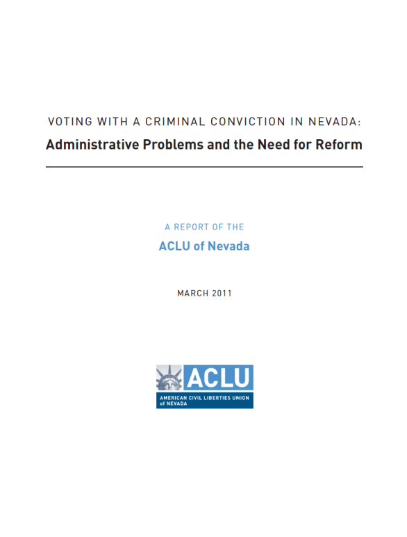 Cover image for report: Voting in Nevada with Criminal Convictions