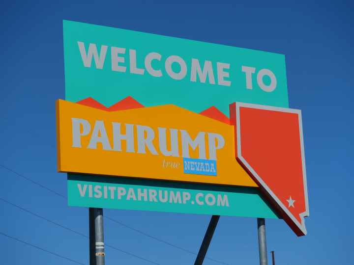"Welcome to Pahrump" sign