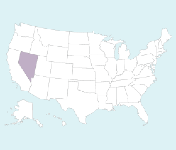 Map of united states with Nevada highlighted in purple